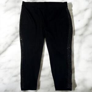 Magaschoni Woman 3X Black Studded Cropped Stretch Pants Pull On Slim Leg Plus